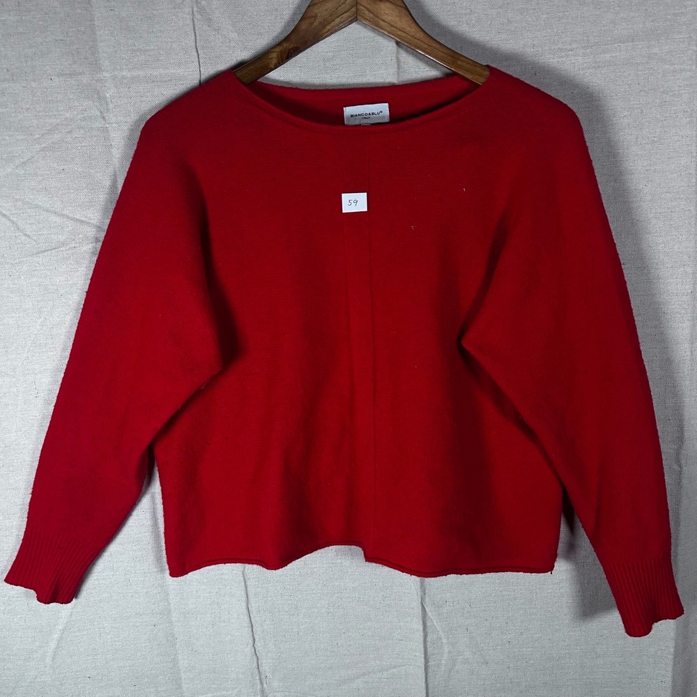 Bianco & Blu Italy Red‎ Merino Wool Cashmere Blend Sweater Womens Small